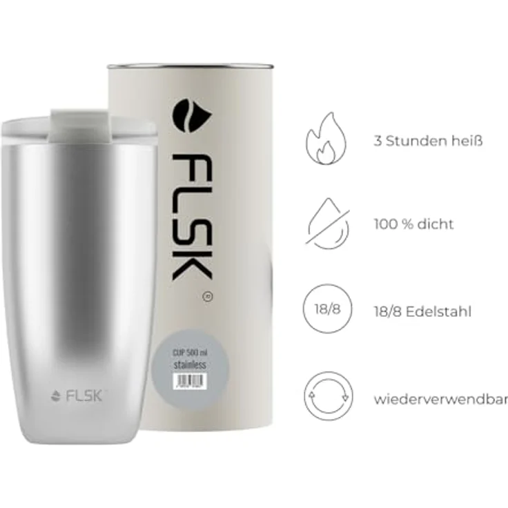 FLSK Evo Kaffeebecher 500 ml Stainless – Bild 3