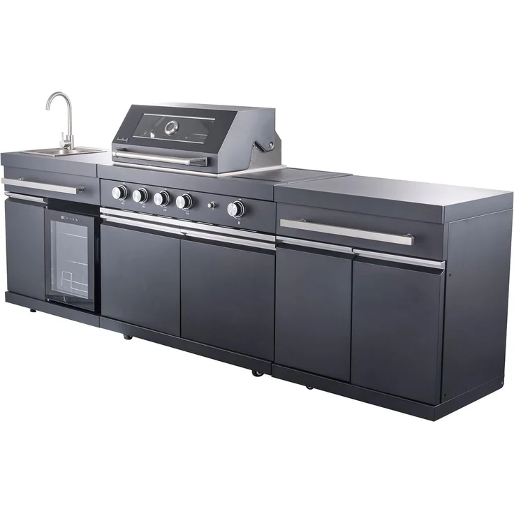 Buschbeck Outdoor-Küche »King Range« mit Sizzle Zone und Kühlschrank, BxTxH: 282x58x112 cm – Bild 1