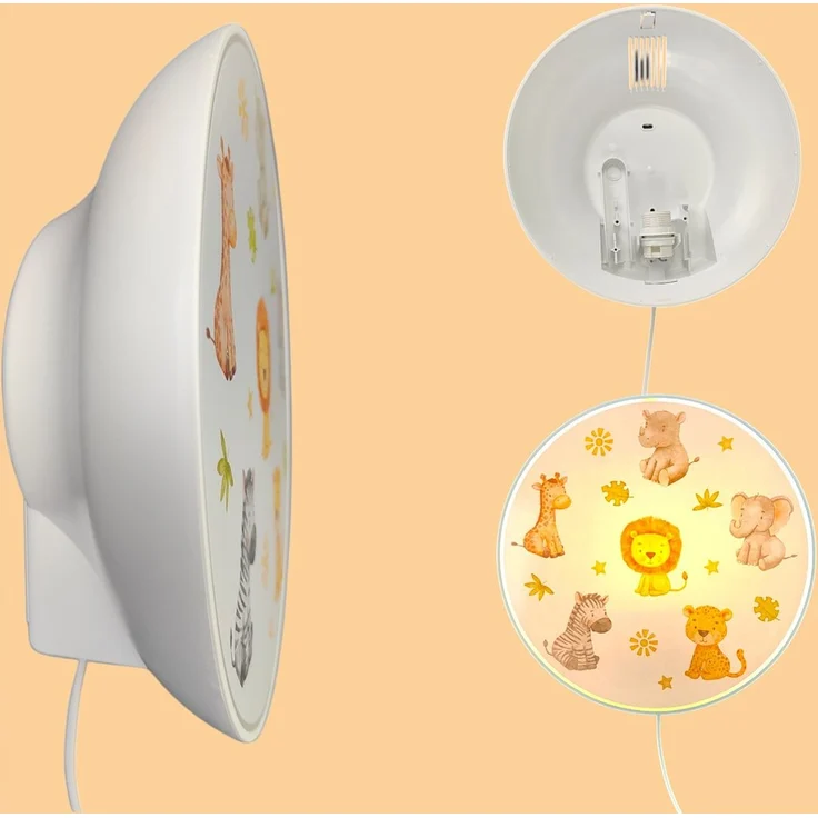 Kinderzimmer Wandlampe Safari Ø 25cm mit Schalter, Kabel, Stecker & E14 LED – Bild 5