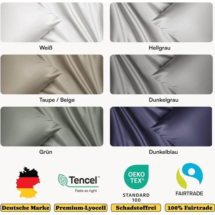 Seralino Bettwäsche Set in Gr. 135x200, 155x220, 200x200 cm, 100% Lyocell (Tencel), Besonders weich & atmungsaktiv – aus natürlichen Eukalyptusfasern – Bild 6
