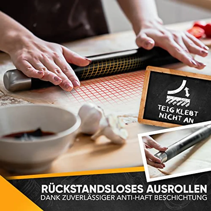 Loco Bird Teigroller aus BPA freiem Silikon Silikon, (Teigrolle mit Antihaftbeschichtung, Nudelholz Silikon ohne Griffe), Backzubehör für Fondant Roller, Pizza, Kuchen, Nudelteig und Mürbeteig – Bild 5