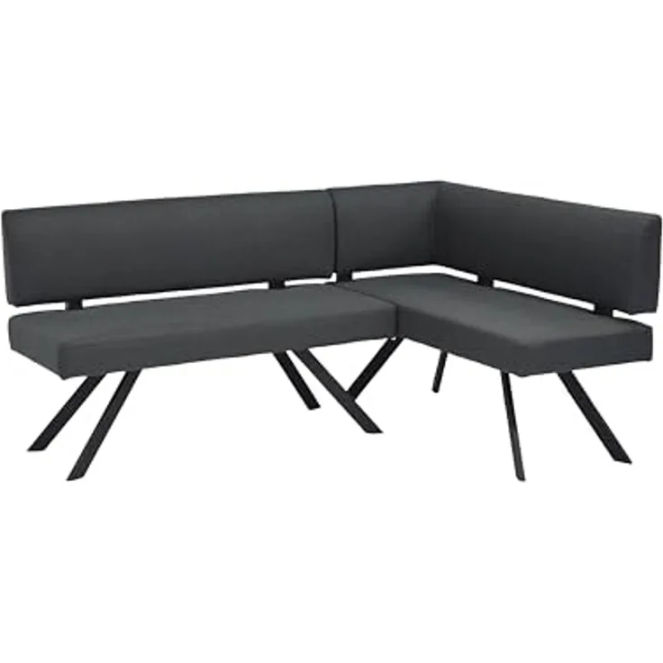 byLIVING Eckbank Toronto, Bezug in dunkelgrau, Gestell in schwarz, L-Form Langer Schenkel Links, Taschenfederkern, Küchenbank, Speisezimmerbank, Maße: B 182, H 85, T 128 cm