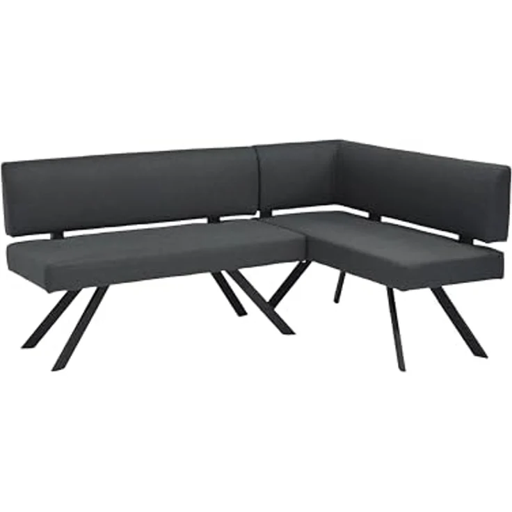 byLIVING Eckbank Toronto, Bezug in dunkelgrau, Gestell in schwarz, L-Form Langer Schenkel Links, Taschenfederkern, Küchenbank, Speisezimmerbank, Maße: B 182, H 85, T 128 cm – Bild 1