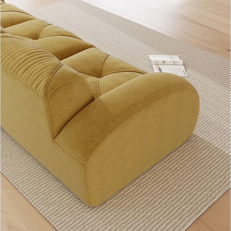 DESVIAE Sofa Dreisitzer ohne Innenrahmen aus Chenille Gelb, 281 x 95 x 76 cm – Bild 8