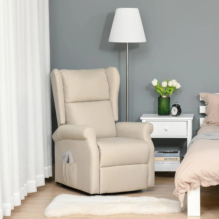 HOMCOM Aufstehsessel, Polyester, Cremeweiß, 74L x 94B x 111H cm – Bild 8