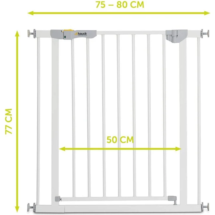 Hauck Autoclose'n Stop 2 Türschutz-/Treppengitter, Magnetverschluss, automatisch selbstschließend, Sichtindikator, beidseitig zu öffnen, 75-80 cm, bis 122 cm erweiterbar, ohne Bohren, Metall, weiß – Bild 3