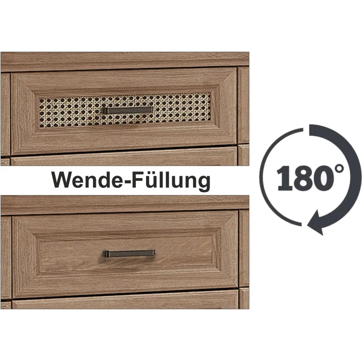 TV Lowboard VIENNA 193 cm Eiche Nachbildung mit Wendefüllung – Bild 3