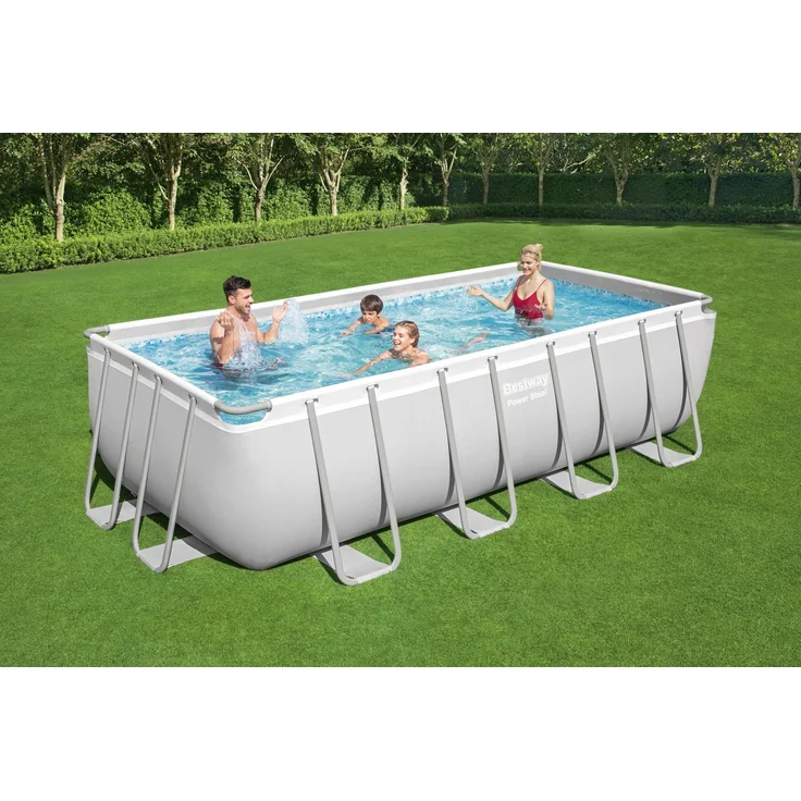 Power Steel™ Frame Pool, Lichtgrau, 488 x 244 x 122 cm – Bild 6