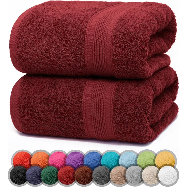 NatureMark 2er Pack DUSCHTÜCHER Premium Qualität 70x140 cm DUSCHTUCH Dusch-Handtuch Doppelpack Farbe: Bordeaux rot