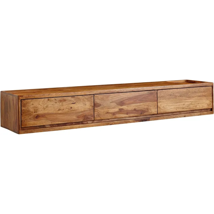 Lowboard Sheesham Massivholz 160x25x35cm Hängend TV-Schrank Braun Modern