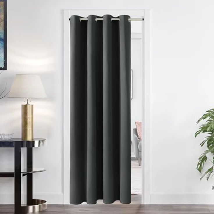 Deconovo Verdunkelungsvorhang Hitzeschutz Thermovorhang mit Ösen Dunkelgrau | 1 Stück, H240 x B140 cm, Ösenschal Vorhang, abdunkelnd, mit Sichtschutz, für Wohnzimmer und Schlafzimmer, Blackout Curtain – Bild 9