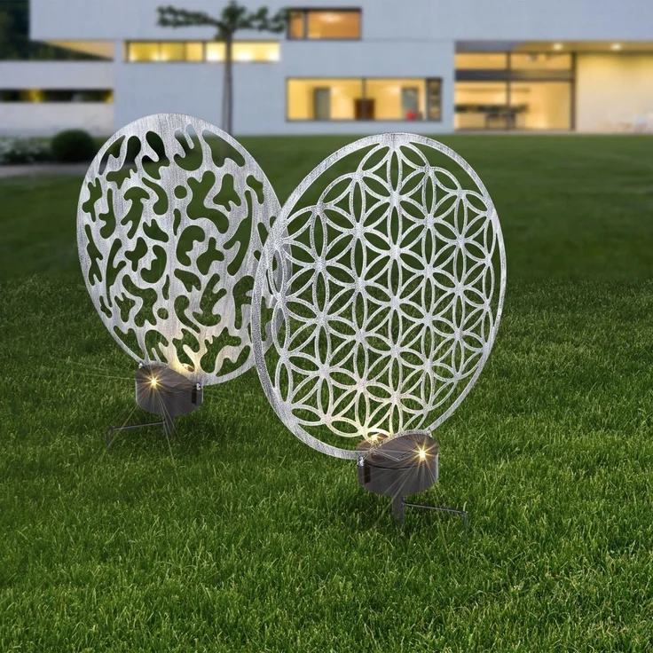 Solarleuchte Garten Scheibe 30cm Solarlampe Außen Leuchte Solar mit Pflegetuch – Bild 7