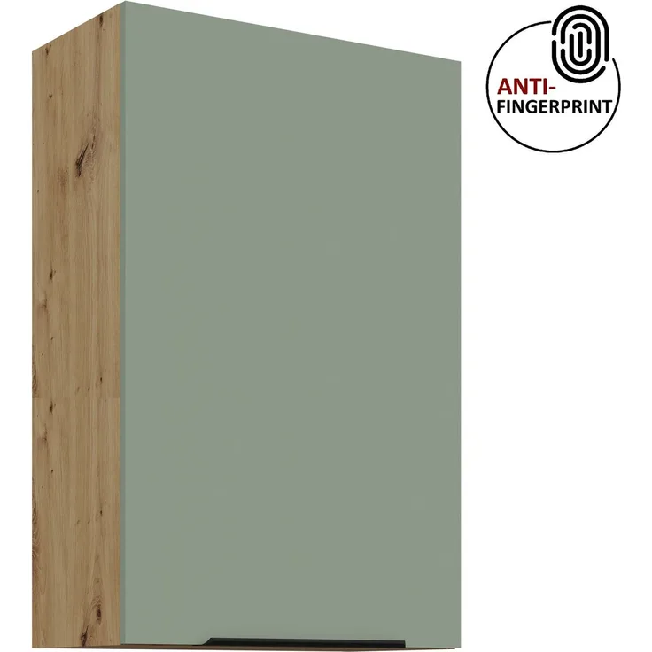 Küchen Hängeschrank 50 cm - Höhe 90 cm ARIA Aquamarin ultra matt + Eiche Artisan matt, hochwertige Fronten mit Anti Fingerprint Beschichtung Küchenzeile Küchenblock