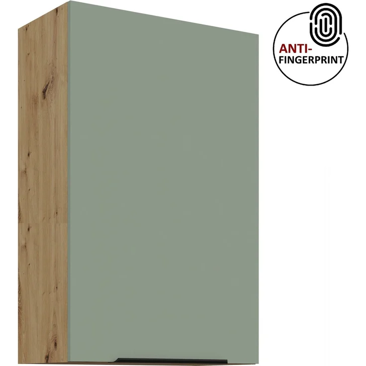 Küchen Hängeschrank 50 cm - Höhe 90 cm ARIA Aquamarin ultra matt + Eiche Artisan matt, hochwertige Fronten mit Anti Fingerprint Beschichtung Küchenzeile Küchenblock – Bild 1
