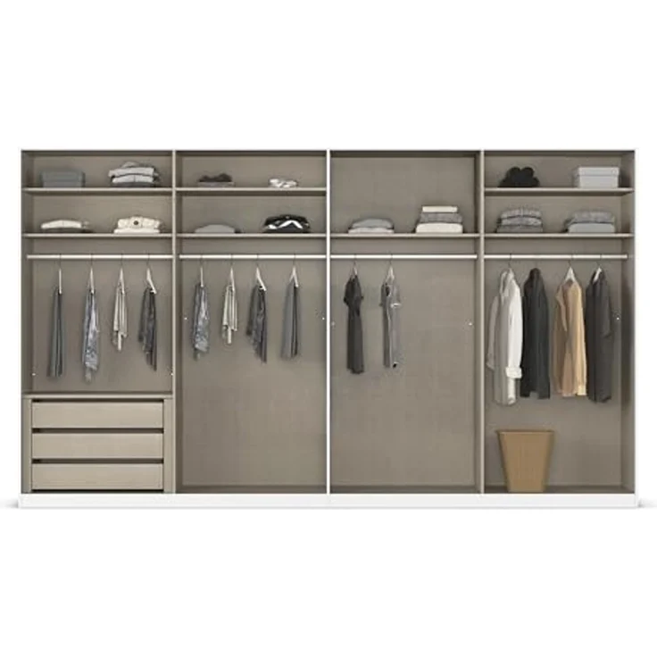 Rauch Möbel Alabama, Kleiderschrank für Schlafzimmer, Kinderzimmer, Wohnzimmer, Garderobe, Flur, 8-türig, Spiegel, mit Zubehör Premium, Farbe Weiß/Eiche Artisan, Holz, Breite 360 cm – Bild 6