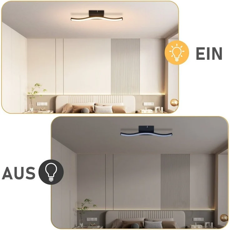 ZMH LED Deckenleuchte im Wellendesign, moderne Deckenlampe, 3000K Warmweiß, LED fest integriert, Warmweiß, 6W,für Flur, Diele, Küche und kleine Räume – Bild 2