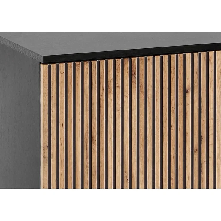 Lomadox Highboard SIBARI-160, Highboard, schwarz mit Wotan Eiche Nb, grifflos B/H/T 104/126/36 cm – Bild 4