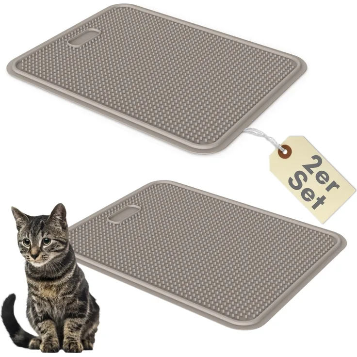 GarPet Katzentoilette 2er Set Katzenklo Matte Katzenstreu Katzentoilette Vorleger Grau