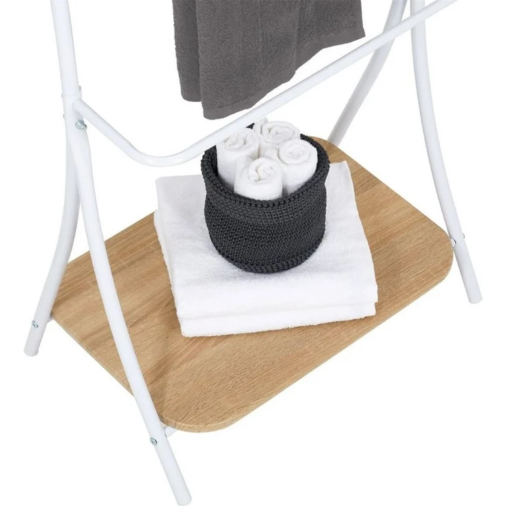 IDIMEX Handtuchständer EDY, Handtuchständer mit 5 Stangen aus Metall freistehend weiß/sonoma – Bild 2