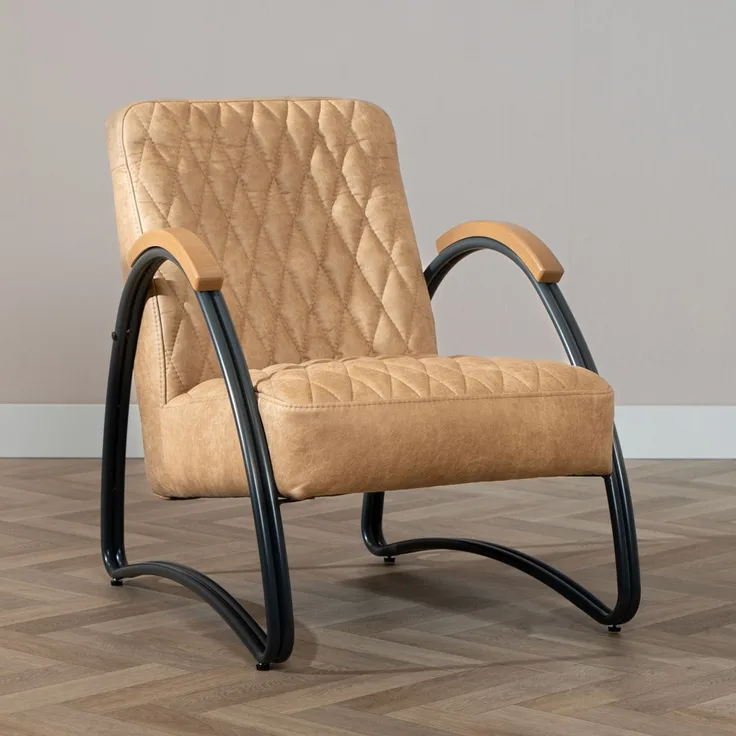Bronx71 Ledersessel Ivy Industrial Design beige