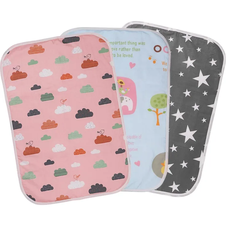 Wasserdichte Wickelunterlage Baby,3 Stück Tragbare Wasserdicht Waschbare Wickelunterlage Baby Waschbar 50 * 70cm Baby Changing Mat für Indoor/Outdoor/Reisen