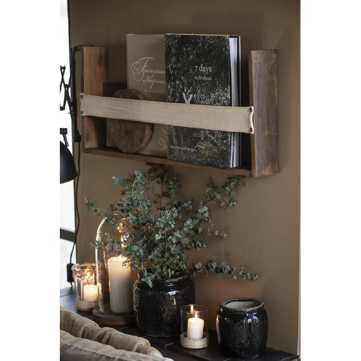 Wandregal Regal mit Gurt Holz Vintage Rustikal Alt Unika Ib Laursen 2122-00