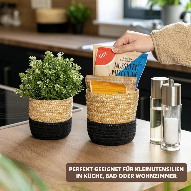 bremermann Aufbewahrungskorb Aufbewahrungskörbe 3er Set, Baumwolle/Strohgeflecht – Bild 4