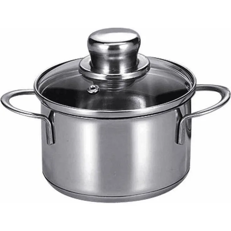 KARL KRÜGER Fleischtopf Saturn mit Glasdeckel 1 Liter Ø12cm Edelstahl