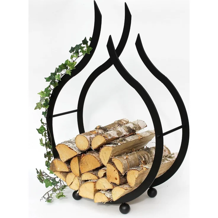 Kaminholzregal Flamme Kaminholzständer 78 cm Holzkorb Kaminholzhalter Holzregal – Bild 6