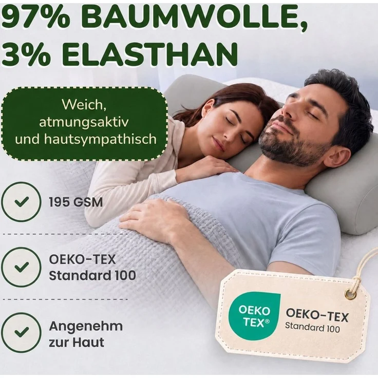leevitex® Kissenbezug für Gesundheitskissen & Nackenkissen, 30-45 x 50-70 x 10-15 cm, (2 Stück), Jersey-Stretch mit Rundumgummizug, 97% Baumwolle, 3% Elasthan – Bild 4