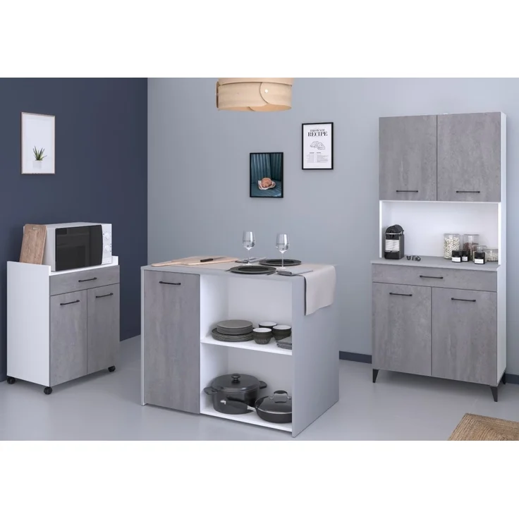 Parisot Küchenschrank Set 3-tlg. Malice in Beton grau und weiß – Bild 6