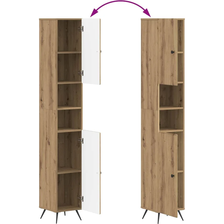 vidaXL Badezimmerschrank mit offenem Regal BREDA Artisan-Eiche 897484 – Bild 7