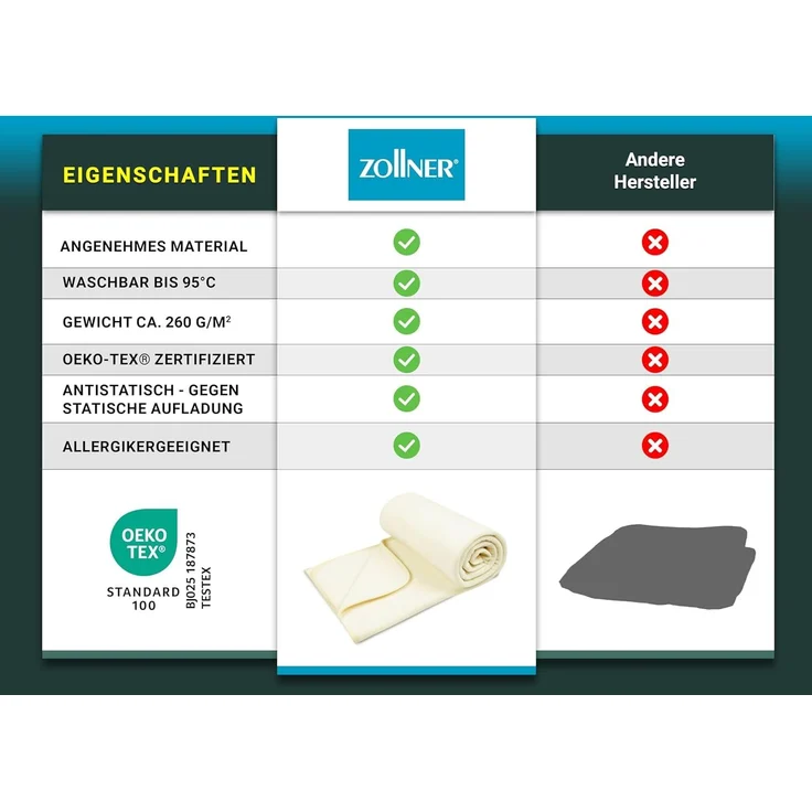 ZOLLNER Kuscheldecke, 130x170 cm, Polar-Fleece, natur (vanille) – Bild 5