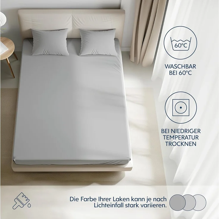 Dreamzie Premium Spannbettlaken 80x200 cm, Spannbetttuch für Dicke Matratzen bis zu 12 cm, Bettlaken 100% Jersey Baumwolle, 150 g/m², Oeko-TEX Zertifiziert - Grau – Bild 5