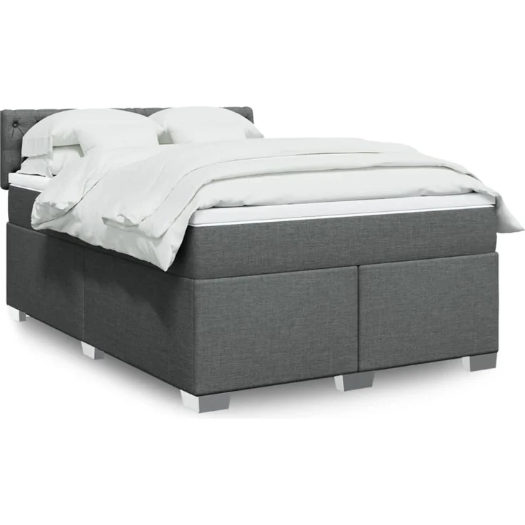 vidaXL Boxspringbett mit Matratze Dunkelgrau 160x200 cm Stoff 3285947 – Bild 1