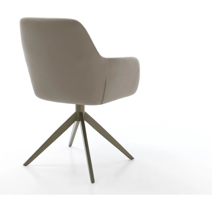 Drehstuhl Pejo-Flex Echt-Leder Schlamm Kreuzgestell breit Effektfinish Titan 360° drehbar Wippfunktion Taschenfederkern – Bild 5