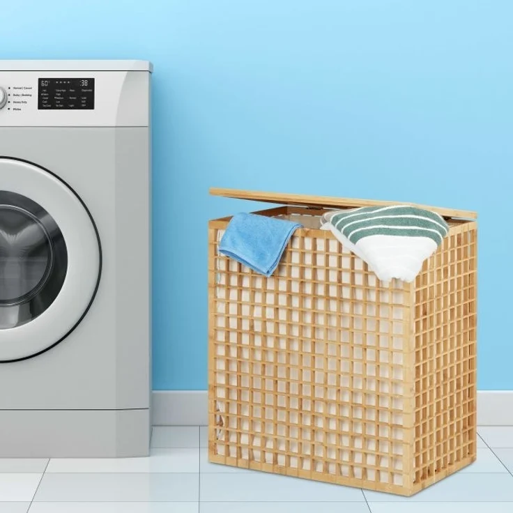 Bambus Wäschesammler mit 2 Fächern – Bild 2