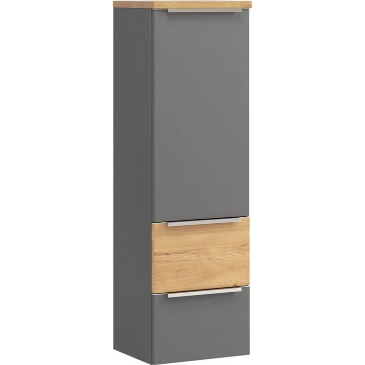 welltime Midischrank TRIENT, Midischrank 40 cm, Softclose-Auszüge und gedämpfte Scharniere (Maße (B/H/T): ca. 40/130/35 cm) onyx-grey/Wildeiche, Softclose-Metallauszüge – Bild 1