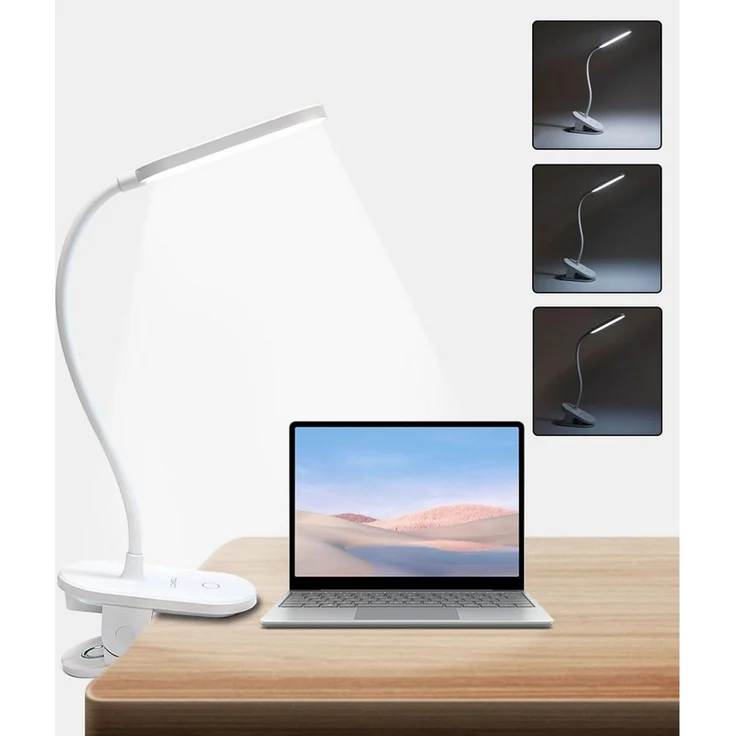 LQWELL LED Leselampe Leselampe Bett, Clip-On,3 Helligkeitsstufen,dimmbar, Leselampe Buch, LED fest integriert, Warmweiß, Naturweiß, Kaltweiß, 360° Flexible Klemme Schreibtischlampe für Heimbüro – Bild 2