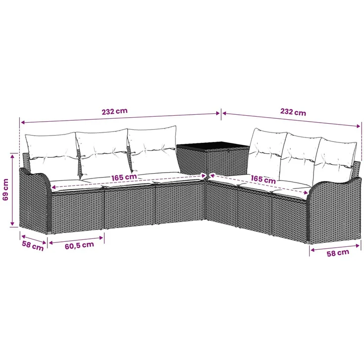 vidaXL Sofa Set 7 stk. Beige und Hellgrau Polyrattan und Stahl 3448689 – Bild 9