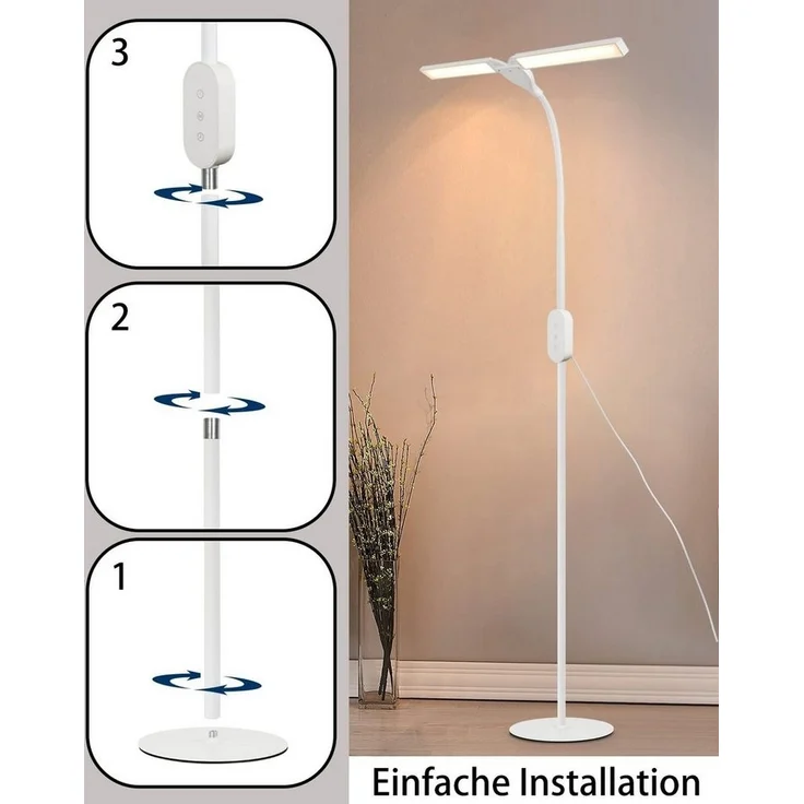 Nettlife LED Stehlampe Schwarz Dimmbar Wohnzimmer LED Stehleuchte 360° verstellbare Hals, Speicherfunktion und Timer,flimmerfrei und blendfrei, Memory Funktion, LED fest integriert, Dimmschalter, Geeignet für Wohnzimmer, Schlafzimmer, Arbeitszimmer, Büro – Bild 3