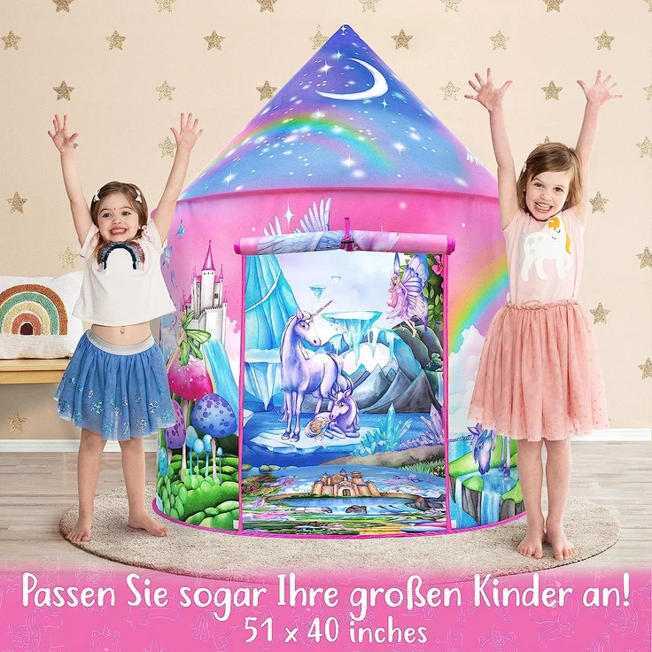 W&O Unicorn Play Tent with Magical Unicorn Sounds, Unicorn Toys for Girls, Unicorn Gifts for Girls, Play Tents, Pop Up Tents for Kids, Kids Tent Indoor & Outdoor, Tent for Kids, Kids Play Tent – Bild 2