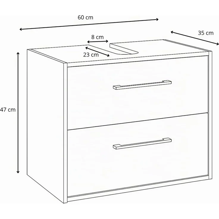 Waschbeckenunterschrank Florence 60 x 35 cm Cashmere - Hängender Badezimmerschrank mit 2 Schubladen – Bild 5