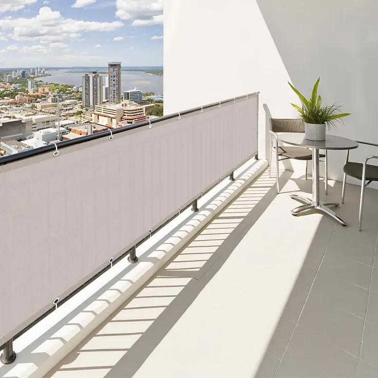 SUNNY GUARD Balkon Sichtschutz Wetterfest 70x800cm Balkonverkleidung Balkonabdeckung Balkonumspannung UV-Schutz Windschutz mit Kabelbinder,Dunkler Taupe