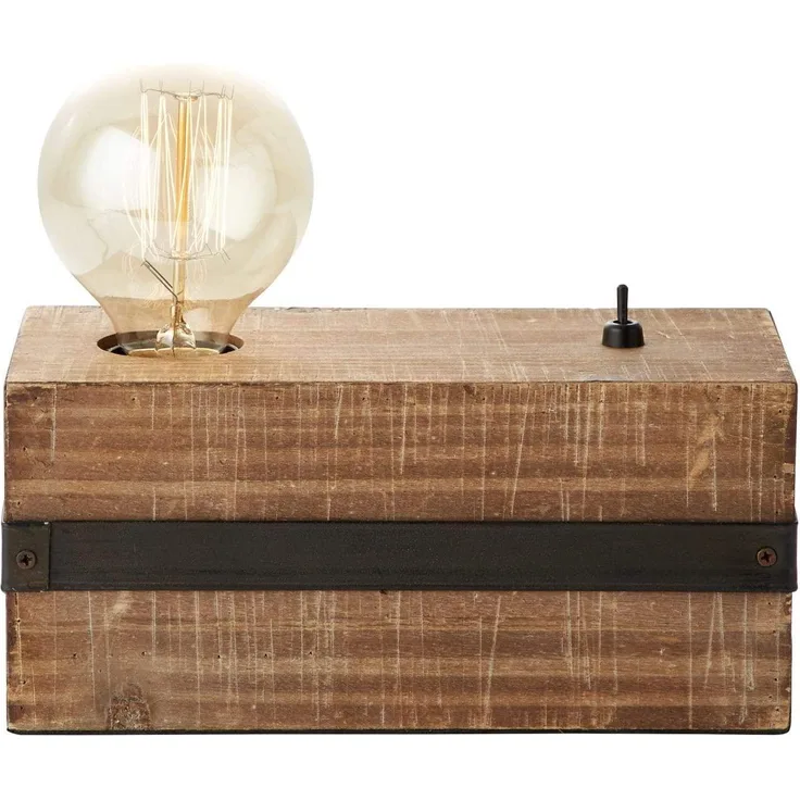 BRILLIANT Lampe Woodhill Tischleuchte antik/schwarz | 1x A60, E27, 30W, g.f. Normallampen n. ent. | Mit Kippschalter | Für LED-Leuchtmittel geeignet