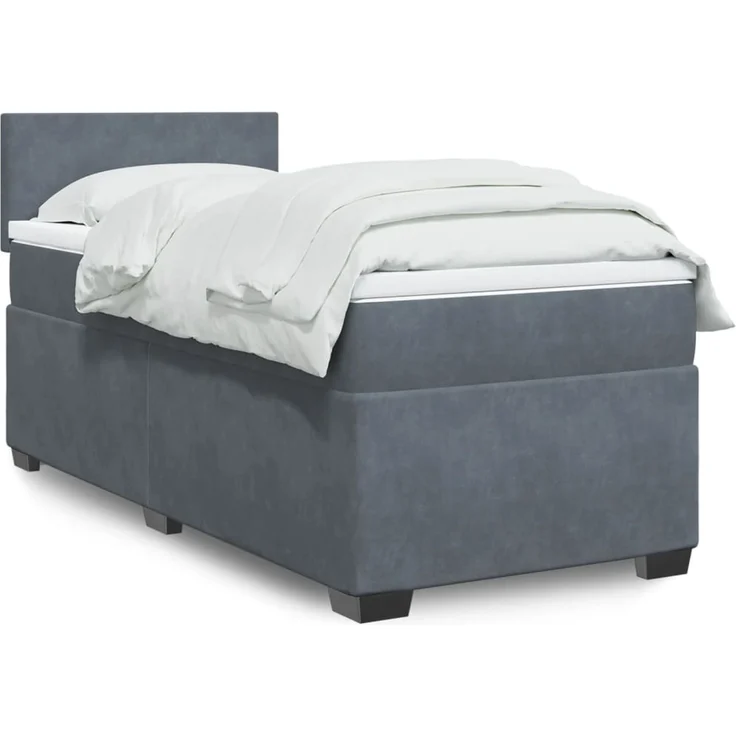 vidaXL Boxspringbett mit Matratze Dunkelgrau 90x200 cm Samt 3288505 – Bild 1