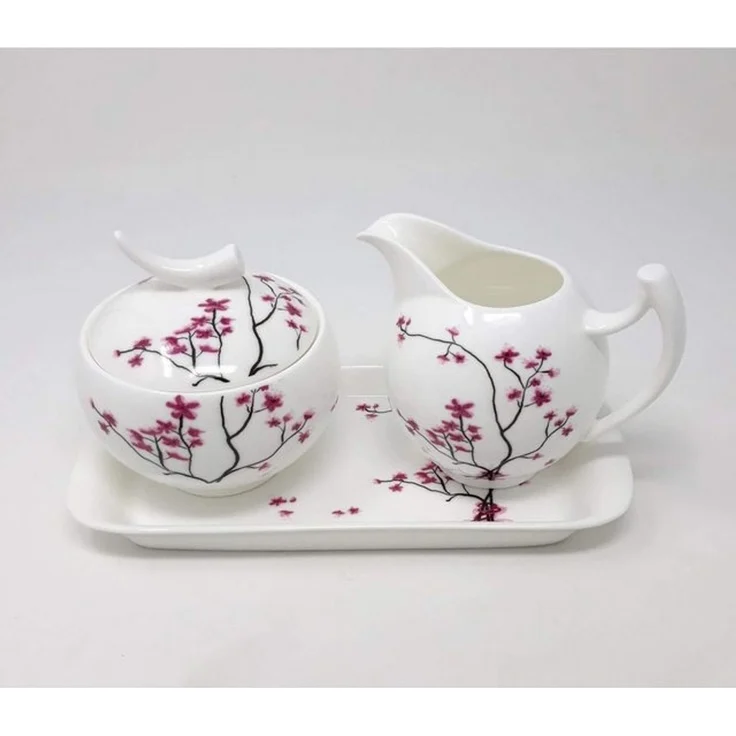 TeaLogic Teeservice TeaLogic Cherry Blossom Milchkännchen und Zuckertopf, Fine Bone China – Bild 1