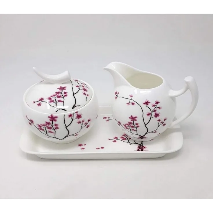 TeaLogic Teeservice TeaLogic Cherry Blossom Milchkännchen und Zuckertopf, Fine Bone China