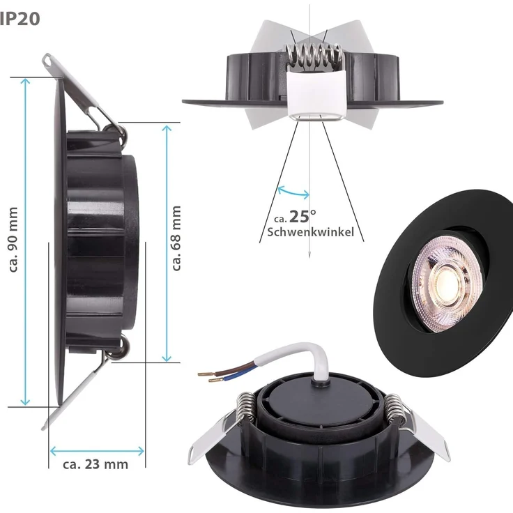Maxkomfort LED Einbauleuchte Luxi, LED fest integriert, warmweiß, 3000K, Einbauspot – Bild 4