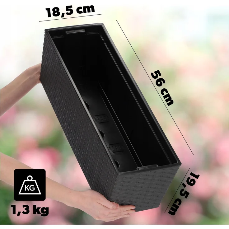 KADAX Blumentopf Balkonkasten + Einsatz 19x56cm Graphit – Bild 2